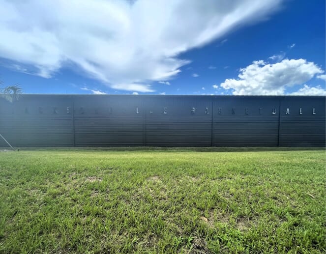 JU Basketball Facility exterior dimensional letters